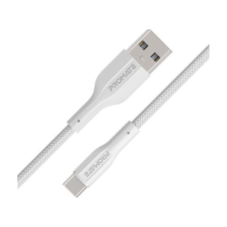 Promate White 1M USB-C Cable Front View